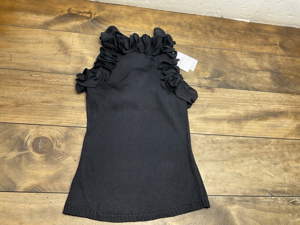 Zimmermann Matchmaker Ruffled Knitted Tank in black US Size 4 NWT $425